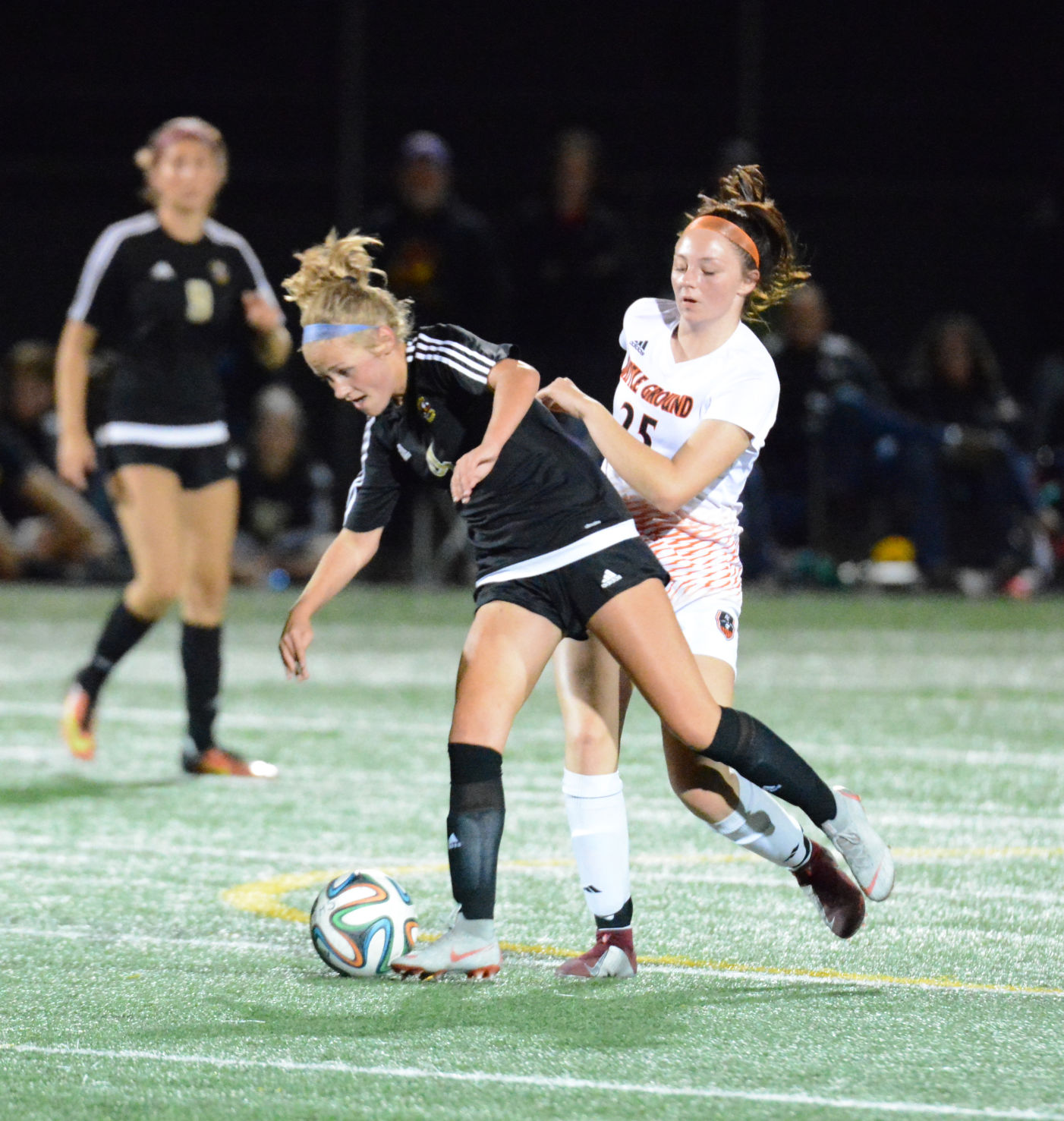 Prairie sophomore Maya Davis (left) and Battle Ground junior Cassidy Hamilton